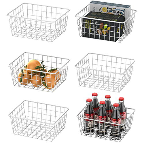 Wire Basket Black 2 Small, 2 Medium, 2 Large Warmfill 6 Pack Wire Baskets for Storage Durable Metal Basket Pantry Organizer Storage Bin Baskets for Kitchen Cabinets Closets Countertop Pantry 